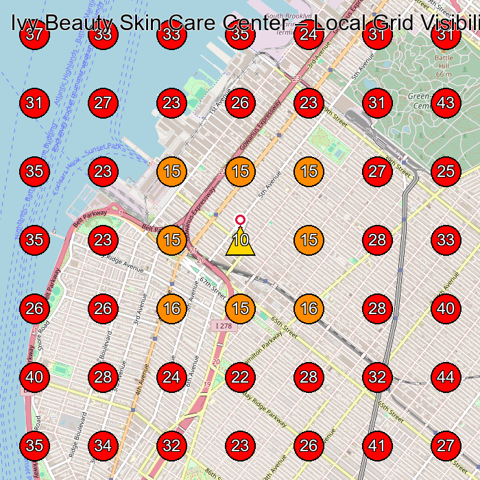 Ivy Beauty Skin Care Center GeoGrid visibility map for Massage Spa in Brooklyn